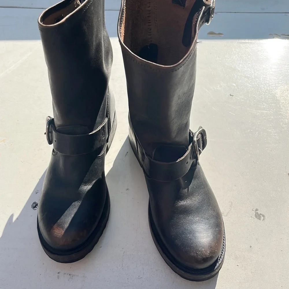 Frye Black Leather Combat Boots - Picture 8 of 10